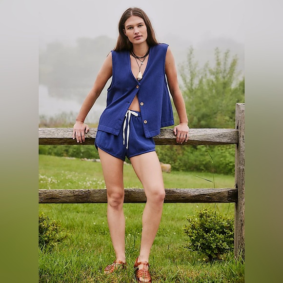 NEW Free People So Fresh Vest Set In Navy Blue - Picture 14 of 14